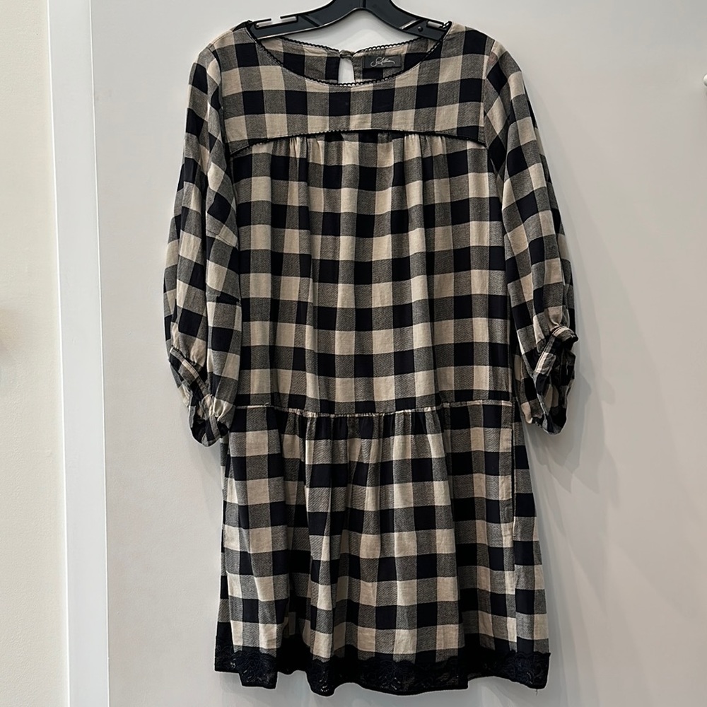 SO ALLURE ITALIAN DESIGNER DRESS SIZE SMALL S CHECK 100% COTTON STYLISH